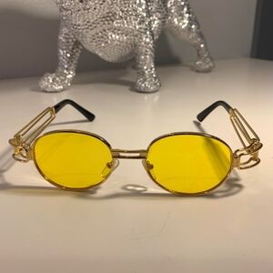 Yellow Lens Gold Frame Sunglasses
